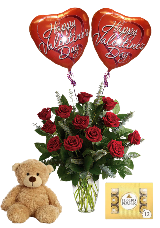 Dozen Roses Valentine's Day Premium Bundle by Nouri
