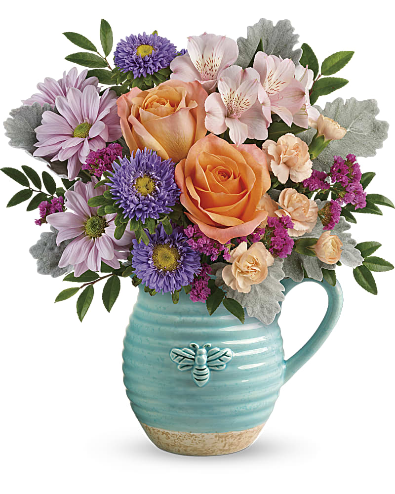 Nouri's Busy Bee Pitcher Bouquet
